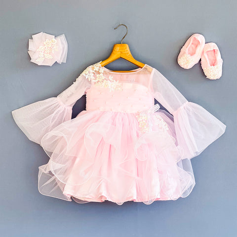 Pre-Order: Pink Pearl Lacy Frilled Dress