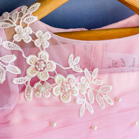 Pre-Order: Pink Pearl Lacy Frilled Dress