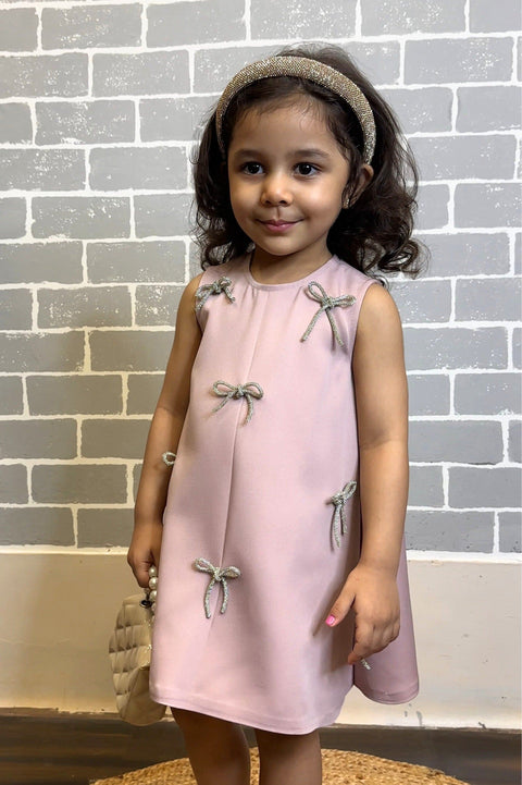 Pre-Order: Onion Pink Dress with Stone Bows
