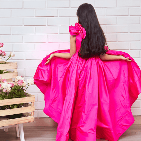 Pre-Order: Pink Silk Ruffled Gown