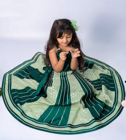 Pre-Order: Green Brocade Lehenga