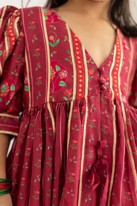 Pre-Order: Red Stripes   printed muslin top and palazzo set -set of 2