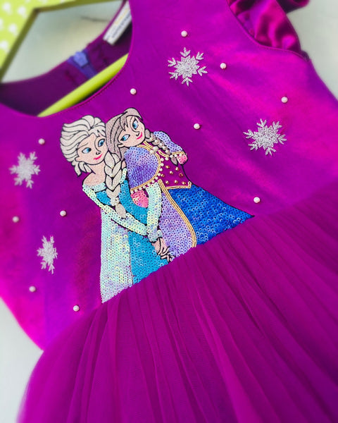 Pre-Order: Purple Embellished Elsa & Anna Dress