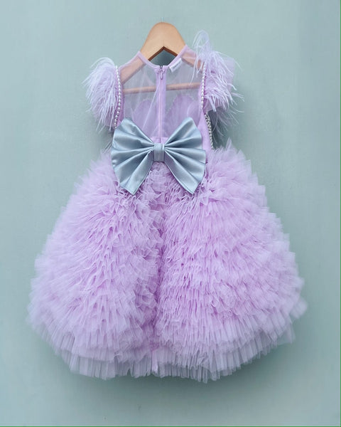 Pre-Order: Purple Hand Embellished Pearl Body Feather Dress