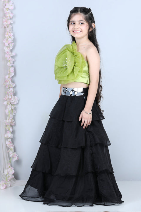 Pre-Order: Organza Flower Detailing Blouse with Lehenga