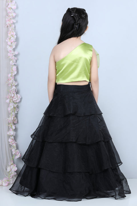 Pre-Order: Organza Flower Detailing Blouse with Lehenga