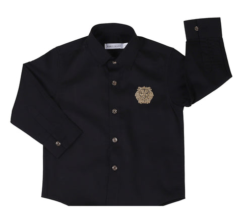 Pre-Order: Geometric Lion Motif Shirt-Black
