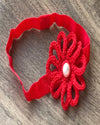 Loop Flower Elastic Hairband - Red