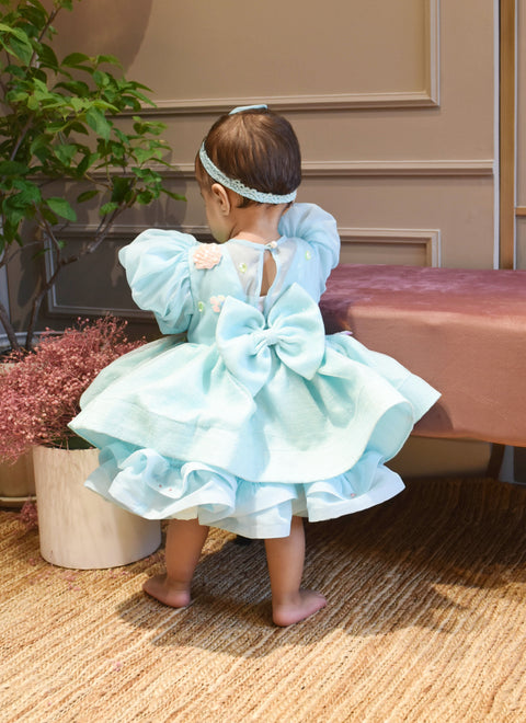 Pre Order: Aqua Blue Organza Frock