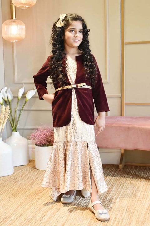 Pre-Order: Fawn Sequins Embroidery Gown and Velvet Jacket