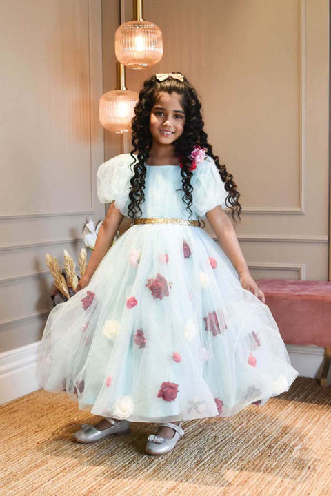 Pre-Order: Blue Flower Net Dress