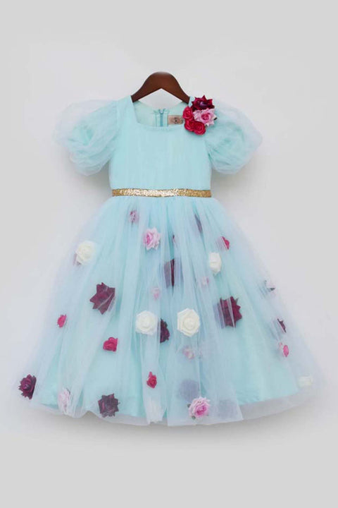 Pre-Order: Blue Flower Net Dress