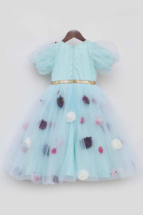 Pre-Order: Blue Flower Net Dress