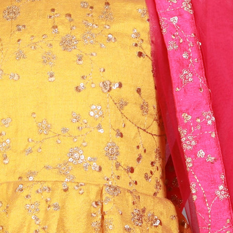 Yellow Silk allover Anarkali