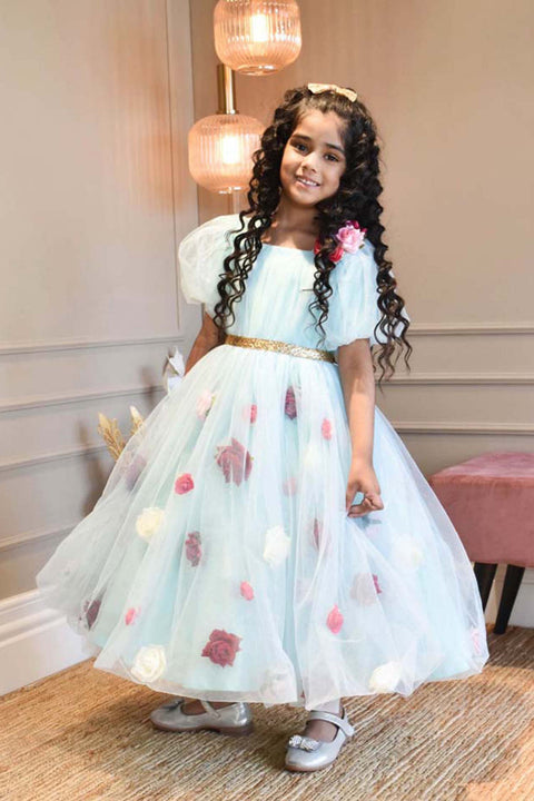 Pre-Order: Blue Flower Net Dress