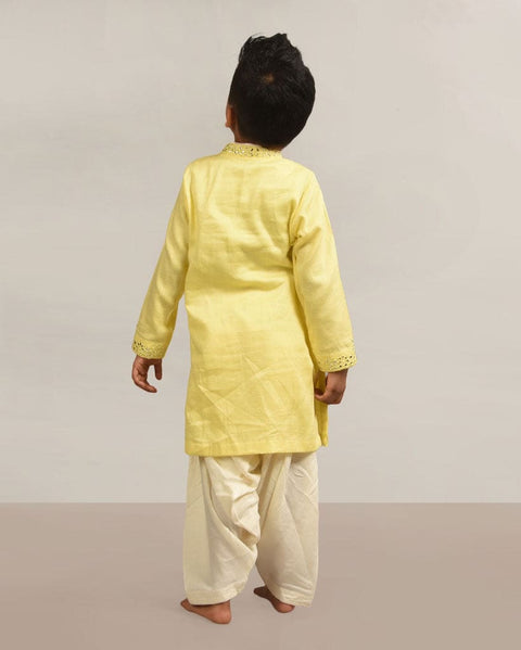 Pre-Order: Yellow Mirror Embroidered Kurta Patiala