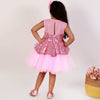 Pink Sequence Yoke Peplum Dress