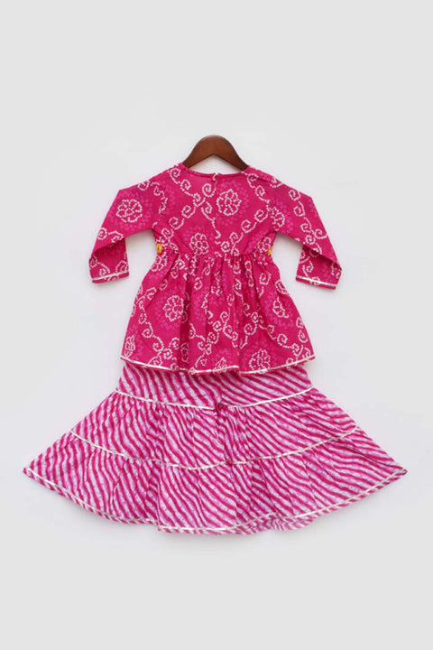 Pre-Order: Pink Cotton Printed Kurti Sharara