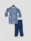 Pre Order: Blue Cotton Print Kurta and Blue Pant