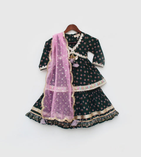 Pre Order: Green Printed Kurti Sharara