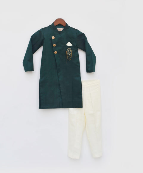 Pre Order: Green Silk Ajkan and Pant