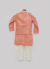 Pre Order: Peach Silk Kurta Jacket and Churidar