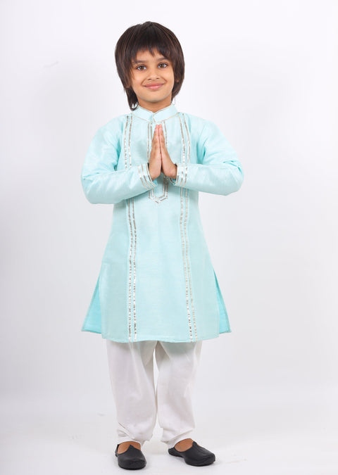Pre-Order: Light Blue Lace work Kurta And Churidar