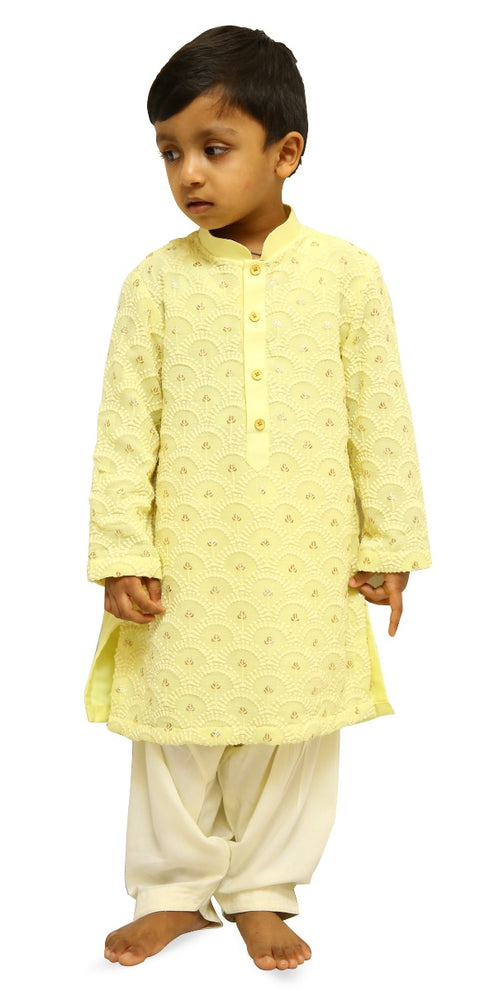 Pre-Order: Yellow Chikankari Kurta Dhoti