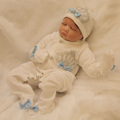 Pre-Order:  White Rhinestone Sleepsuit