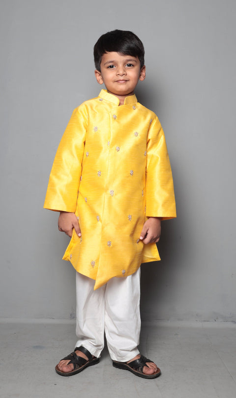 Pre-Order: Yellow Pearl Embroidered Sherwani