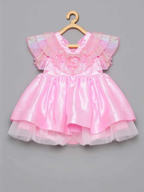 Pre-Order: Pink Ruffle Holographic Dress