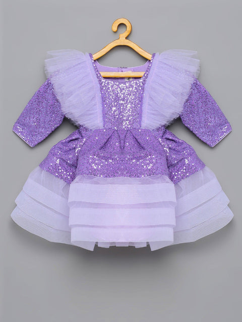 Pre-Order: Purple Sequins Ruffle Dress