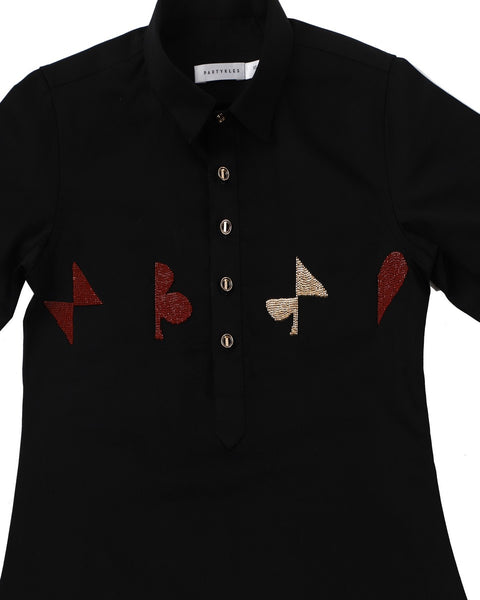 Pre-Order: Black Pathani with Salwar and Chest Embroidery