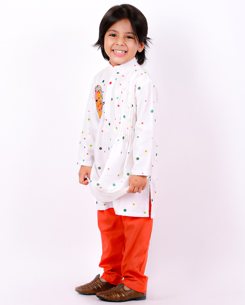 Pre-Order: Polka Lion Drape Kurta Set