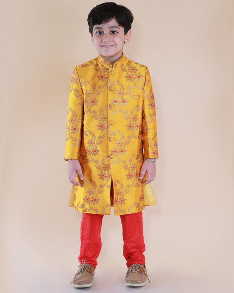 Pre-Order: Yellow Brocade Sherwani Set
