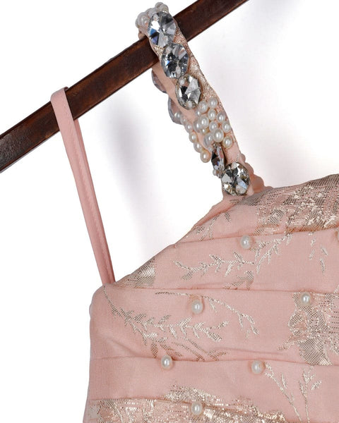 Pre-Order: Peach Gown with Pearl on Strips