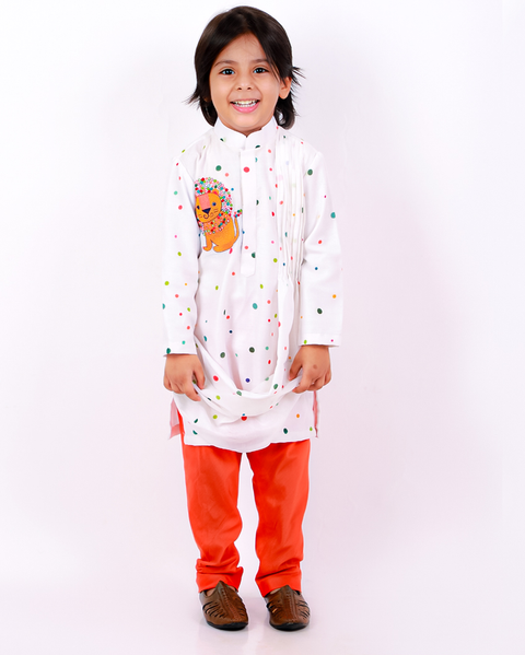 Pre-Order: Polka Lion Drape Kurta Set