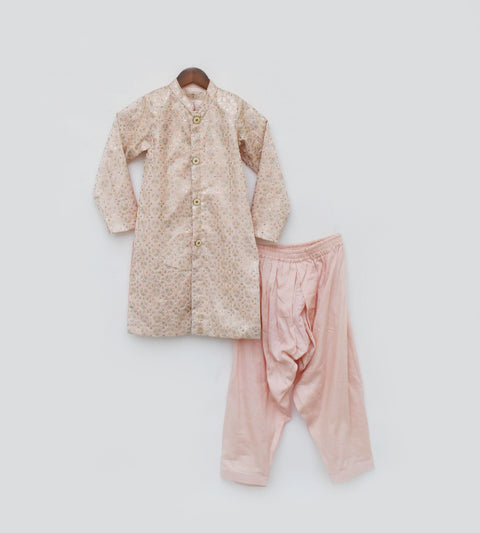 Pre Order: Peach Embroidery Ajkan and Peach Salwar