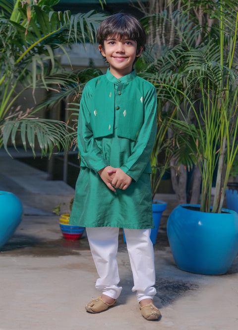 Pre-Order: Kurta and Pant Set with attached Jacket for Festives