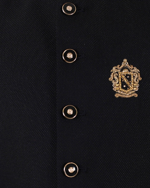 Pre-Order: Black Waistcoat with Ethnic Chest Motif