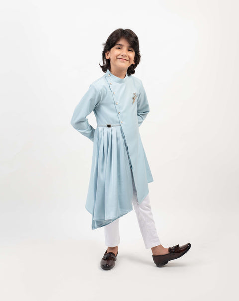 Pre-Order: Aqua Pleated Kurta Set
