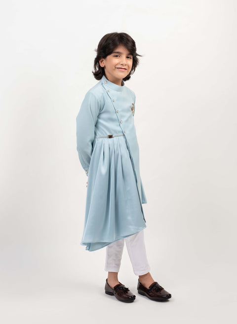 Pre-Order: Aqua Pleated Kurta Set