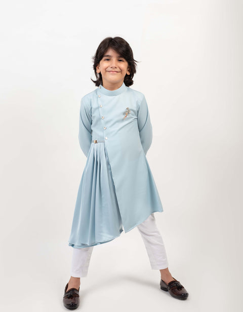 Pre-Order: Aqua Pleated Kurta Set