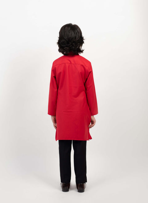 Pre-Order: Red Pleated Kurta Set
