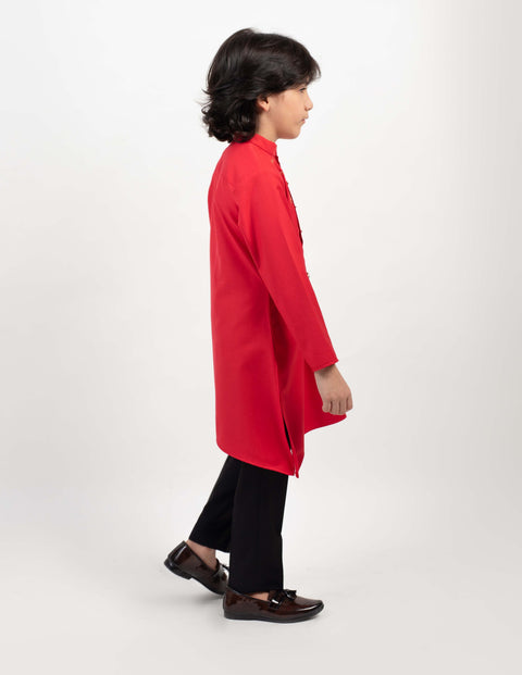 Pre-Order: Red Pleated Kurta Set