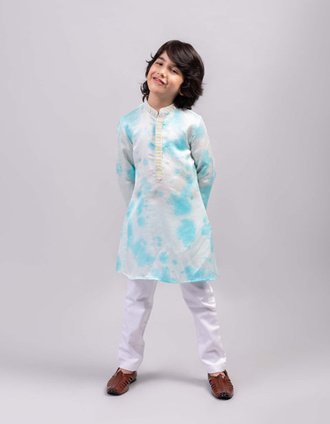 Pre-Order: Blue tie-dye kurta set