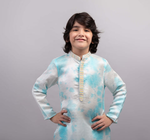 Pre-Order: Blue tie-dye kurta set