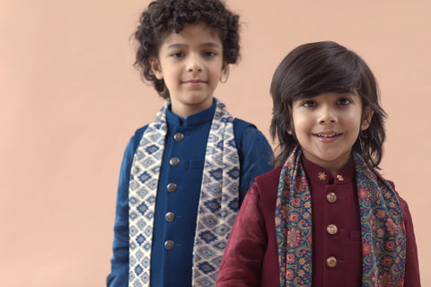Pre-Order: Navy Bandi with same colour Kurta & Printed Stole