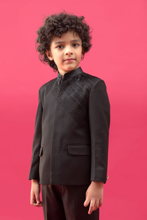 Pre-Order:  Black Jodhpuri Set with Cutdana Embroidery