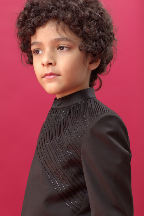 Pre-Order:  Black Jodhpuri Set with Cutdana Embroidery